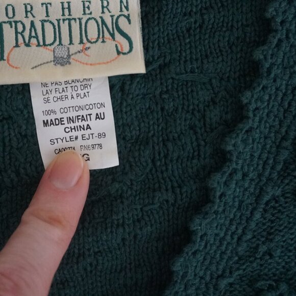 vintage Northern Traditions Hunter Green Knit Floral Beaded button-up Cardigan S - Picture 12 of 12